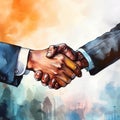 Close up of a Handshake Between Colleagues work office background