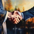 Close up of a Handshake Between Colleagues work office background