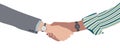 Close up handshake between two business or finance people. Greeting between businessperson. Concept of cooperation trust deal Royalty Free Stock Photo