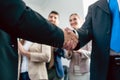 Close-up of the handshake of two business men after an important agreement Royalty Free Stock Photo