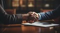 Close-up of the handshake of two businessmen, an African-American and a white man Royalty Free Stock Photo