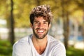 Close up handsome man with beard smiling outside Royalty Free Stock Photo