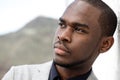 Close up handsome young african american man staring Royalty Free Stock Photo