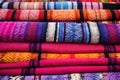 close-up of handwoven indigenous textiles