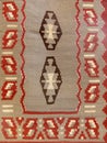 Close up of a hanged colourful handmade traditional wool rug Royalty Free Stock Photo