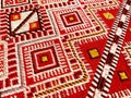 Close up of a hanged colourful handmade traditional wool rug Royalty Free Stock Photo