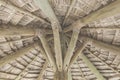 Close-up of hanging edge of thatched umbrellas on beach Royalty Free Stock Photo