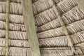 Close-up of hanging edge of thatched umbrellas on beach Royalty Free Stock Photo