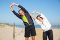 Close-up of happy aged couple having freetime training Royalty Free Stock Photo