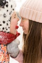 Close up of happy family in winter weather Royalty Free Stock Photo