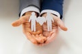 Close up of happy male gay couple with love symbol Royalty Free Stock Photo