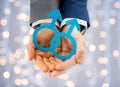 Close up of happy male gay couple with love symbol Royalty Free Stock Photo