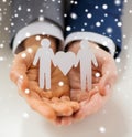 Close up of happy male gay couple with love symbol Royalty Free Stock Photo