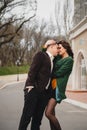 Close up of happy romantic attractive young couple hugging at the street Royalty Free Stock Photo