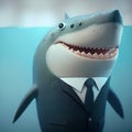 Happy Shark Businessman. Generative AI