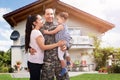 Happy Soldier Reunited With Family Outside Their Home