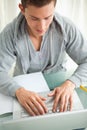 Close-up of a happy student doing homework Royalty Free Stock Photo