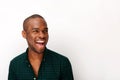 Close up happy young african american guy laughing against isolated white background Royalty Free Stock Photo