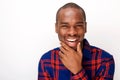 Close up happy young african american guy laughing against white background Royalty Free Stock Photo