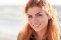 Close up of happy young redhead woman face Royalty Free Stock Photo