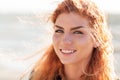 Close up of happy young redhead woman face Royalty Free Stock Photo