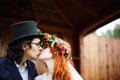 Close-up of happy young wedding couple Royalty Free Stock Photo