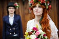 Close-up of happy young wedding couple Royalty Free Stock Photo