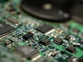 Close-up of hard disk circuits Royalty Free Stock Photo