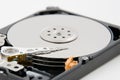 Close up of hard disk plate and reader head Royalty Free Stock Photo