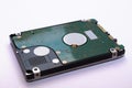 A close-up of a hard drive. The technology of data storage on the computer. Winchester Royalty Free Stock Photo