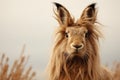 A close up of a hare or rabbit with long fur. Generative AI image.