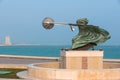 Close up of Harnessing the World sculpture at Katara, Doha, Qatar