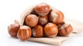 Close-Up of Hazelnuts in Burlap Sack AI Generated