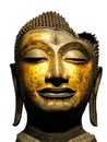 Close up of Head of Buddha, antique bronze Buddha face, National Museum Bangkok Thailand