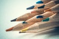 Close up the head of color pencil on drawing paper , creative an Royalty Free Stock Photo