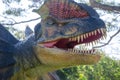 Head shot of dinosaur in the forest,selective focus