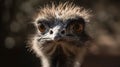 Close up head and face of Common ostrich flightless bird in the nature background