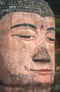 Close up of majestic Giant Leshan Buddha head and face Royalty Free Stock Photo