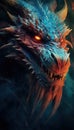 Close-Up Head of Mystical Dragon Making Ready for Fire Breath - Epic Medieval-Inspired Poster AI Generated