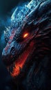 Close-Up Head of Mystical Dragon Making Ready for Fire Breath - Epic Medieval-Inspired Poster AI Generated