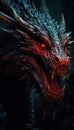 Close-Up Head of Mystical Dragon Making Ready for Fire Breath - Epic Medieval-Inspired Poster AI Generated