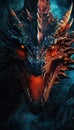 Close-Up Head of Mystical Dragon Ready for Fire Breath - Epic Medieval-Inspired Poster AI Generated