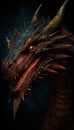 Close-Up Head of Mystical Dragon Ready for Fire Breath - Epic Medieval-Inspired Poster AI Generated