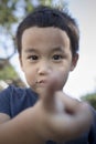 Close up head shot of asian children face playing happiness Royalty Free Stock Photo