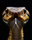 Close-up of the head of a snake on a black background Royalty Free Stock Photo