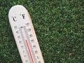 Thermometer on grass