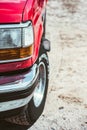 close up of of headlight of red car Royalty Free Stock Photo