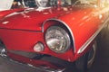 Close up headlight of red Retro classic car Royalty Free Stock Photo