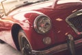 Close up headlight of red Retro classic car Royalty Free Stock Photo