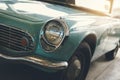 Close up of headlight Retro classic car Royalty Free Stock Photo